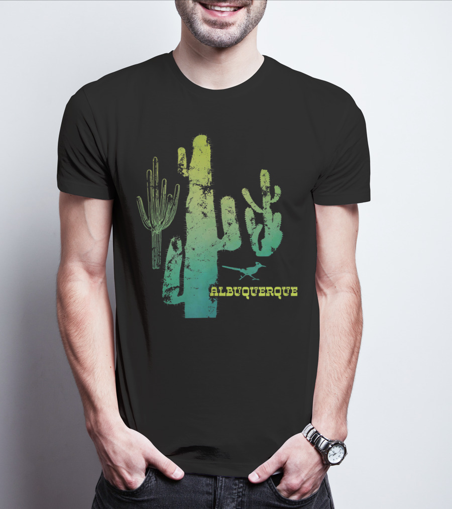 Albuquerque New Mexico Desert Cactus And Roadrunner T-Shirt