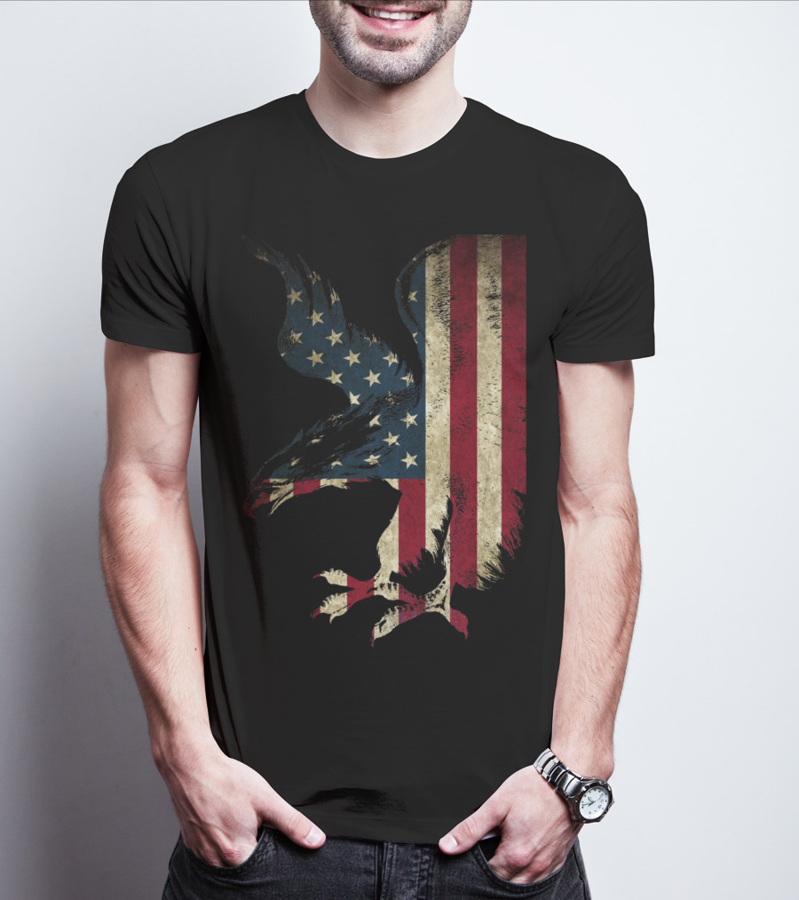 American Patriot Freedom Bald Eagle USA Flag T-Shirt