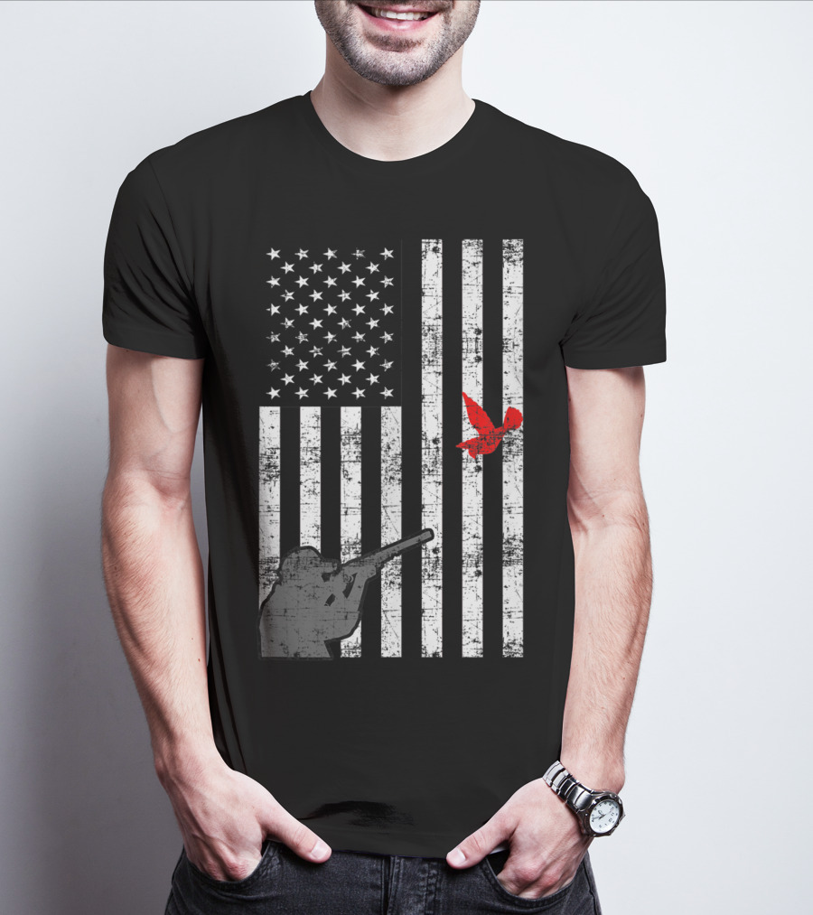 American Flag Bird Hunter Trapping USA Loyal Hunter T-Shirt