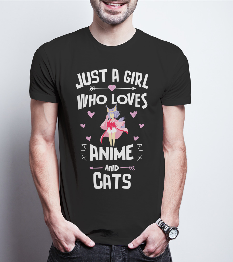 Just A Girl Who Loves Anime And Cats T-Shirt