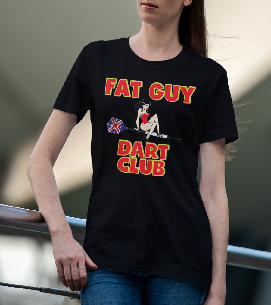 Fat Guy Dart Club Funny Darts Bar Games UK Union Jack T-Shirt