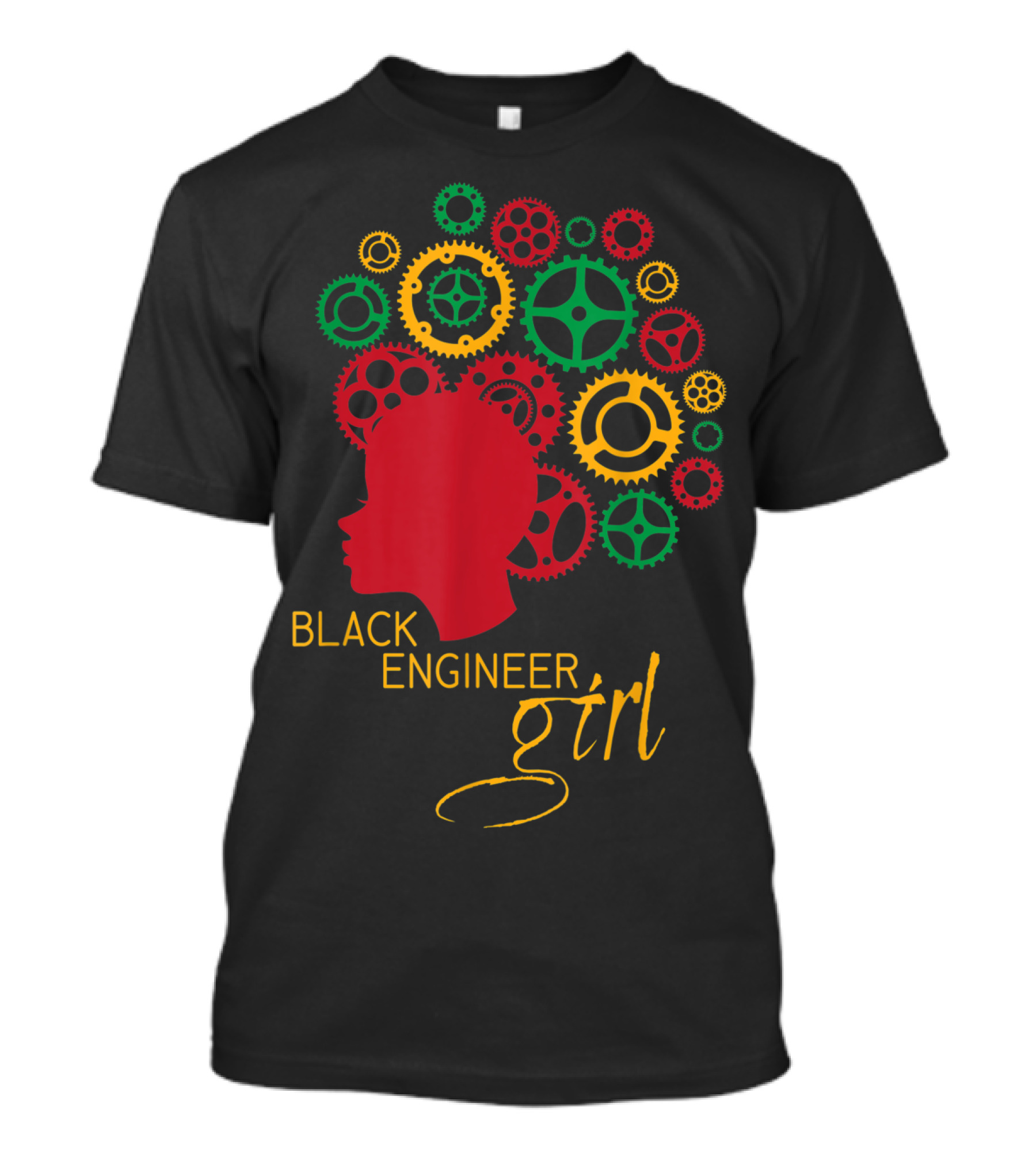Black Engineer Girl Afro Gears T-Shirt
