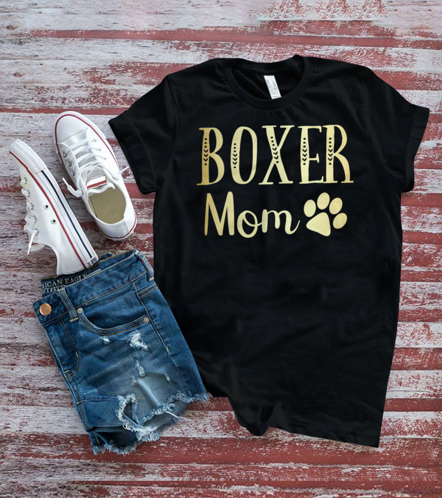 Boxer Mom Funny Dog Lovers Owner Womens Girls Paw Prints T-Shirt