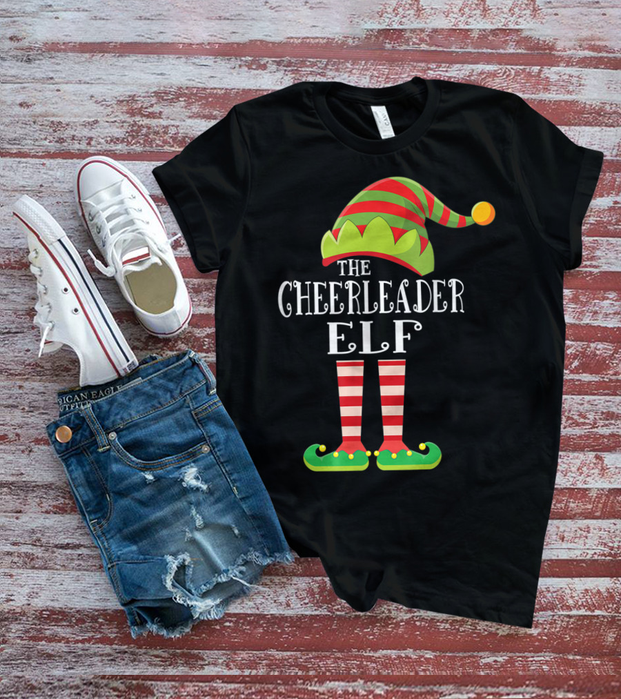 The Cheerleader Elf Matching Family Group Festive Holiday T-Shirt