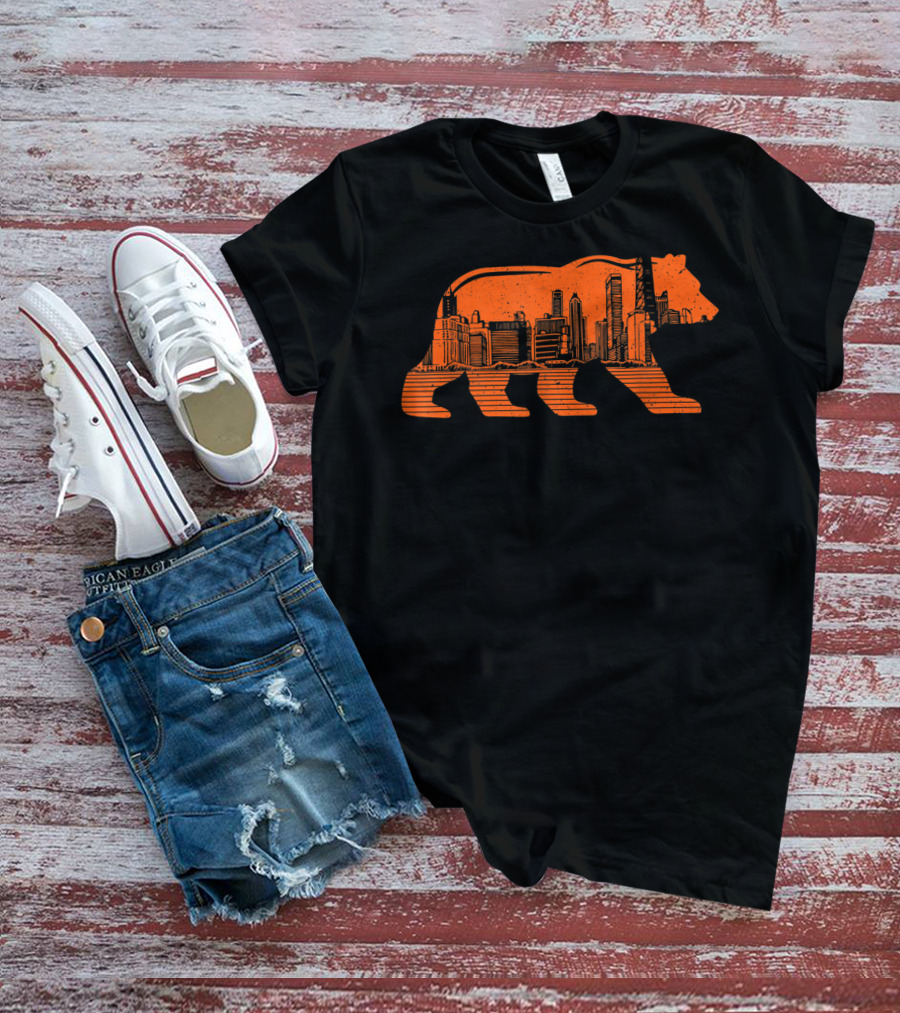 Chicago Football Bear Skyline Orange T-Shirt