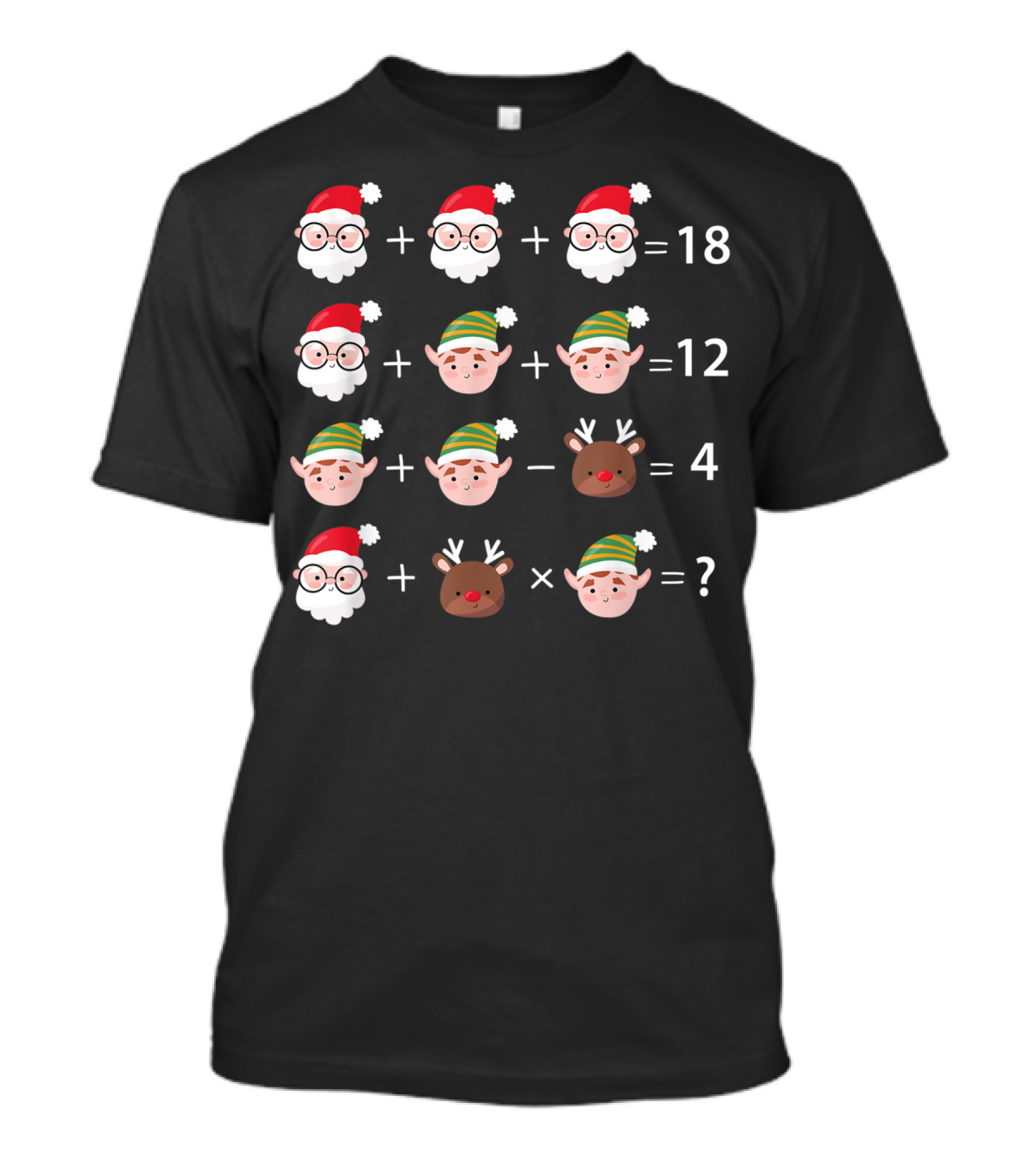 Christmas Math Quiz Santa Claus Elf Reindeer Equation T-Shirt