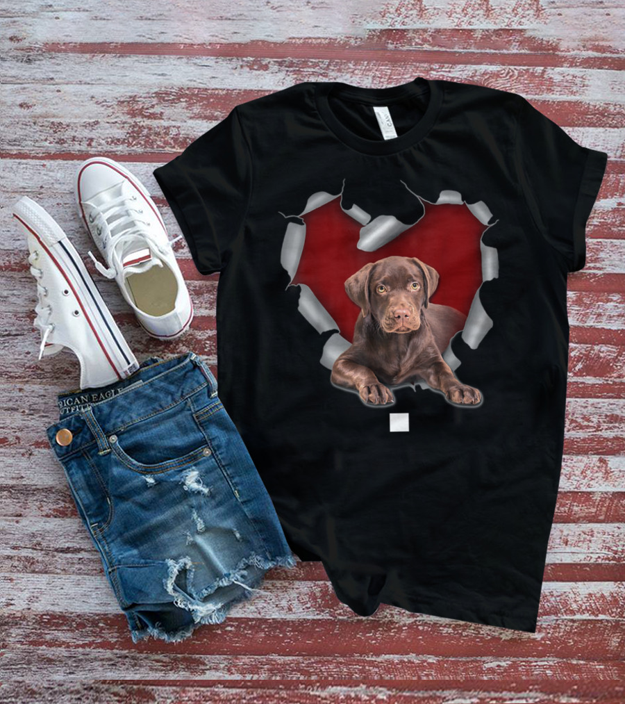 Cute Torn Heart Labrador Retriever Dog T-Shirt