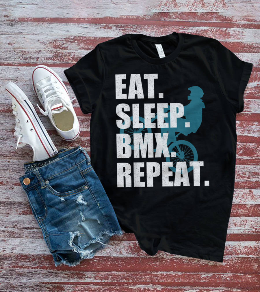 Eat Sleep BMX Repeat Funny Vintage BMX Rider T-Shirt