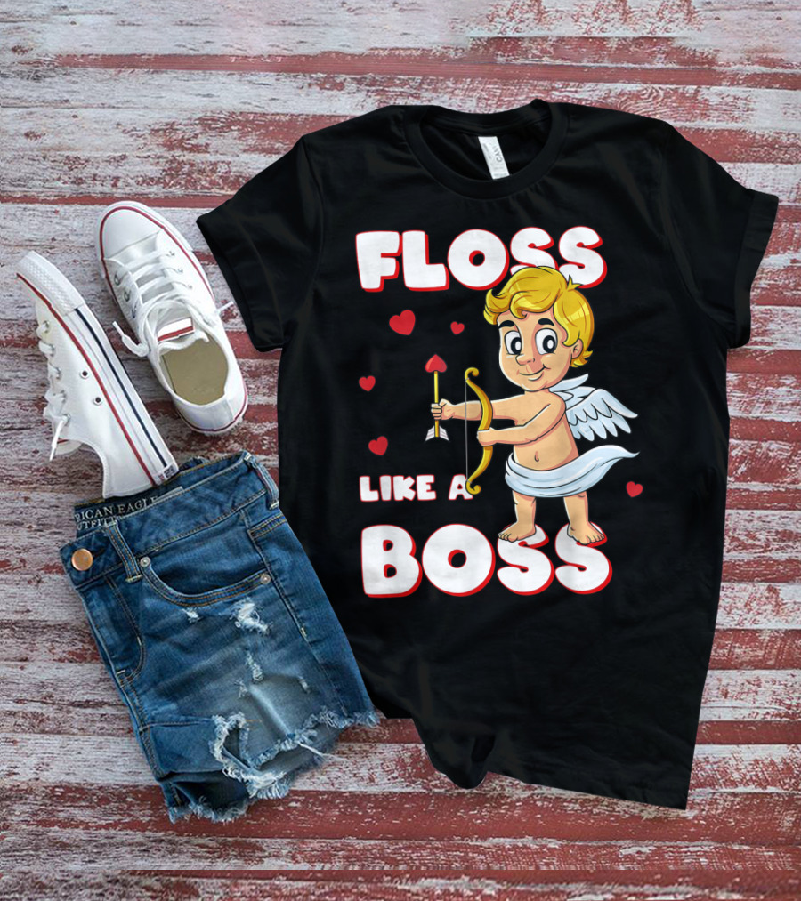 Floss Like A Boss Cupid Valentine's Day Bow Arrow Hearts T-Shirt