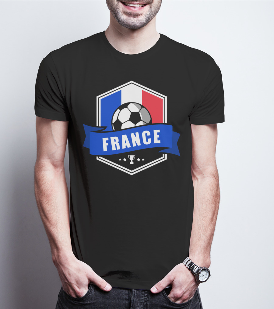 France Soccer French Team Ball Flag Trophy Fan T-Shirt