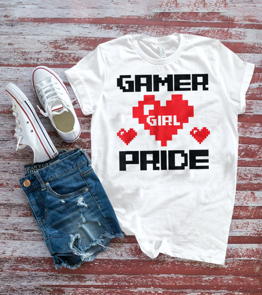 Gamer Girl Pride Pixel Heart Cute Female Gaming T-Shirt