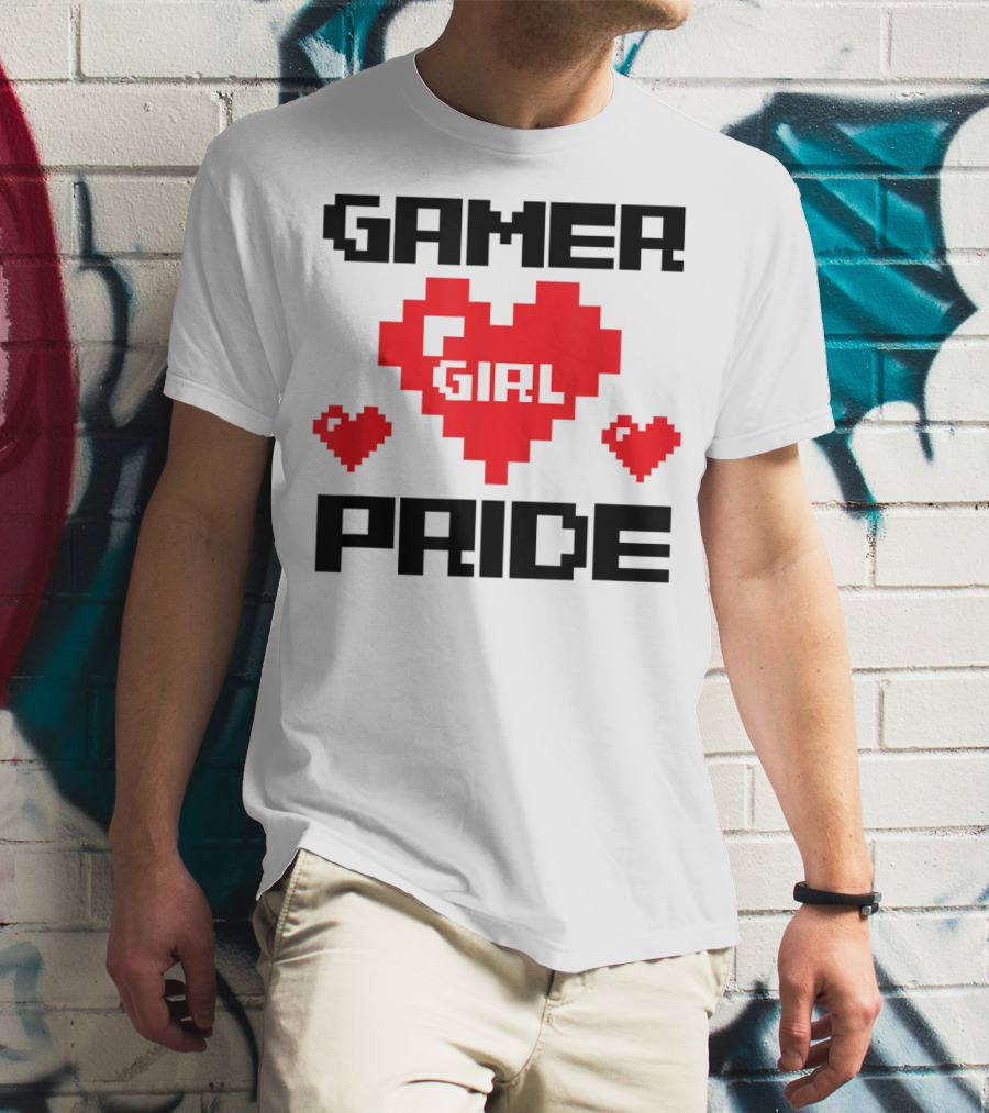 Gamer Girl Pride Pixel Heart Cute Female Gaming T-Shirt