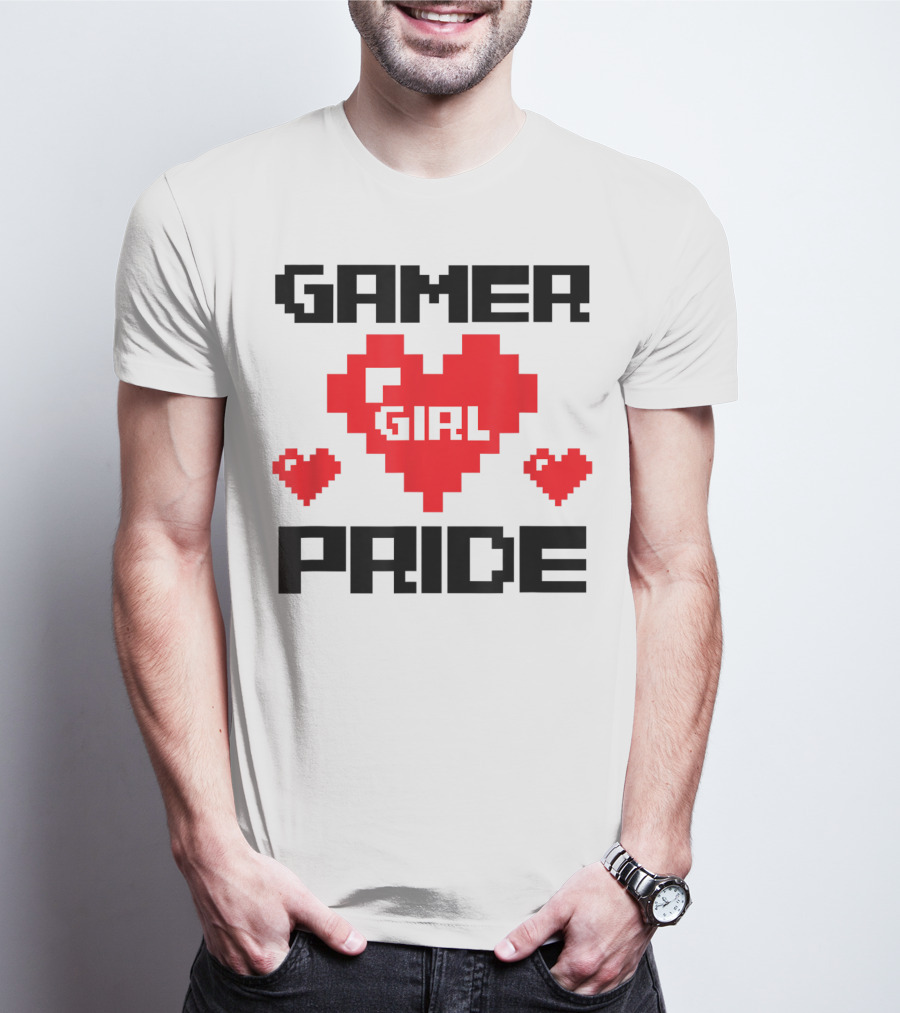 Gamer Girl Pride Pixel Heart Cute Female Gaming T-Shirt