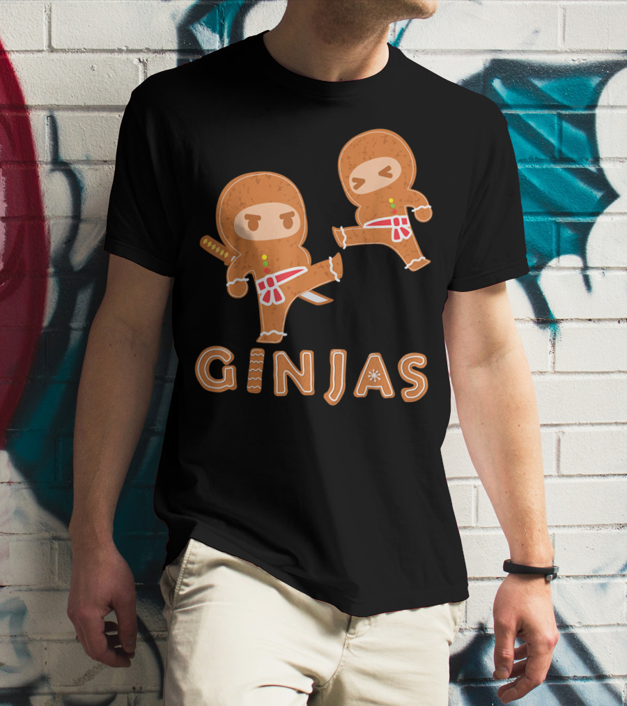Ginjas Gingerbread Ninjas Fun Cookie Martial Arts Characters T-Shirt