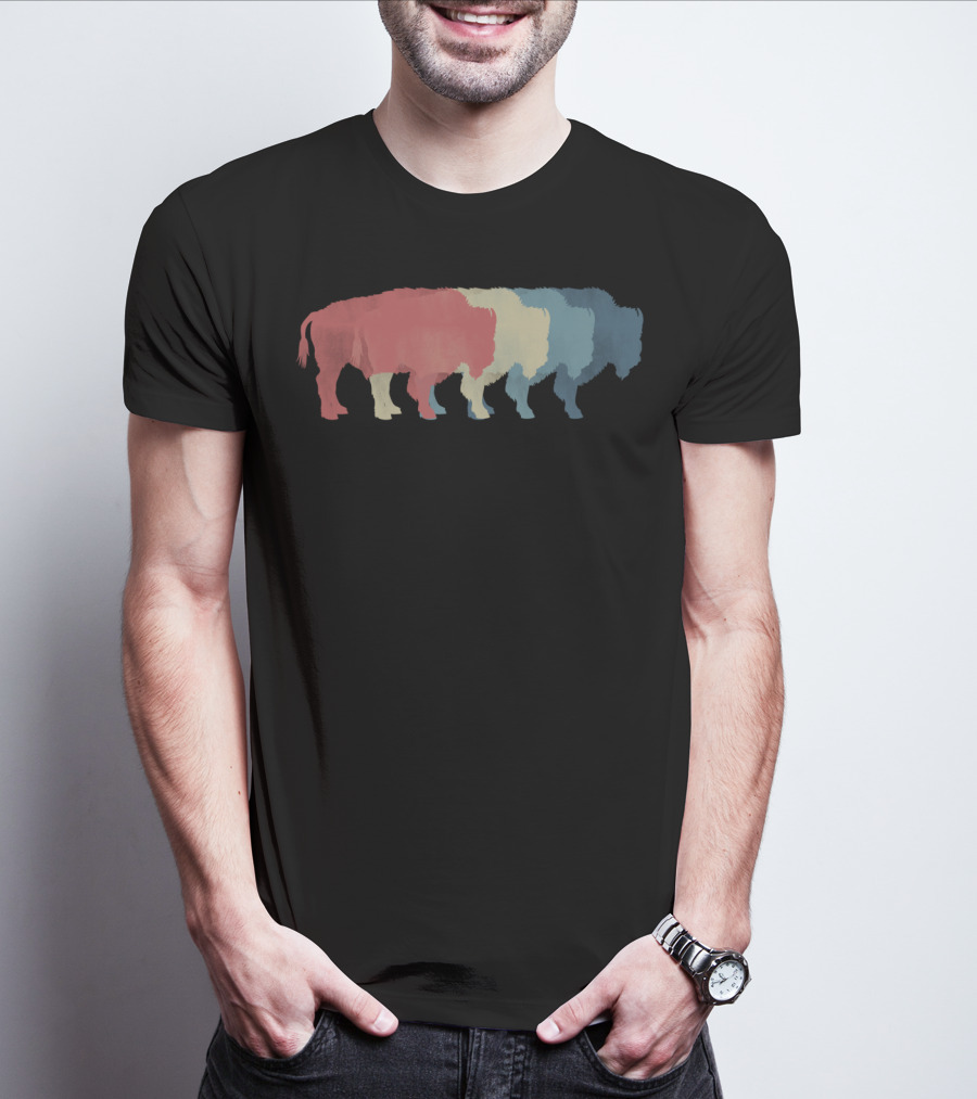 Save Buffalo Bison Colorful Silhouette Graphic 365 T-Shirt