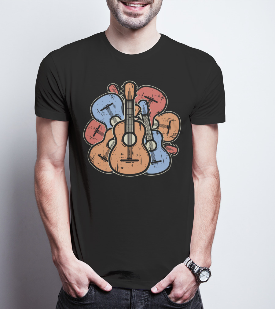 Colorful Guitars And Ukuleles Funny Guitarist Musician T-Shirt