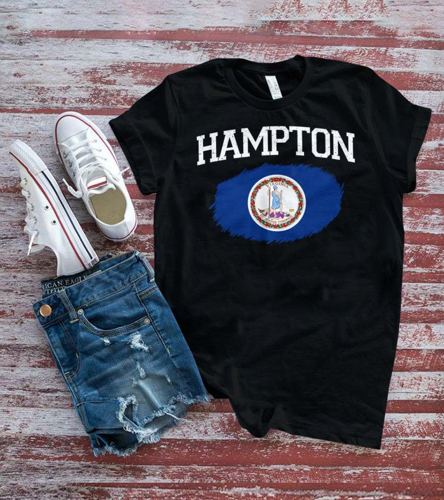 Hampton Virginia State Flag Vintage USA Sports T-Shirt