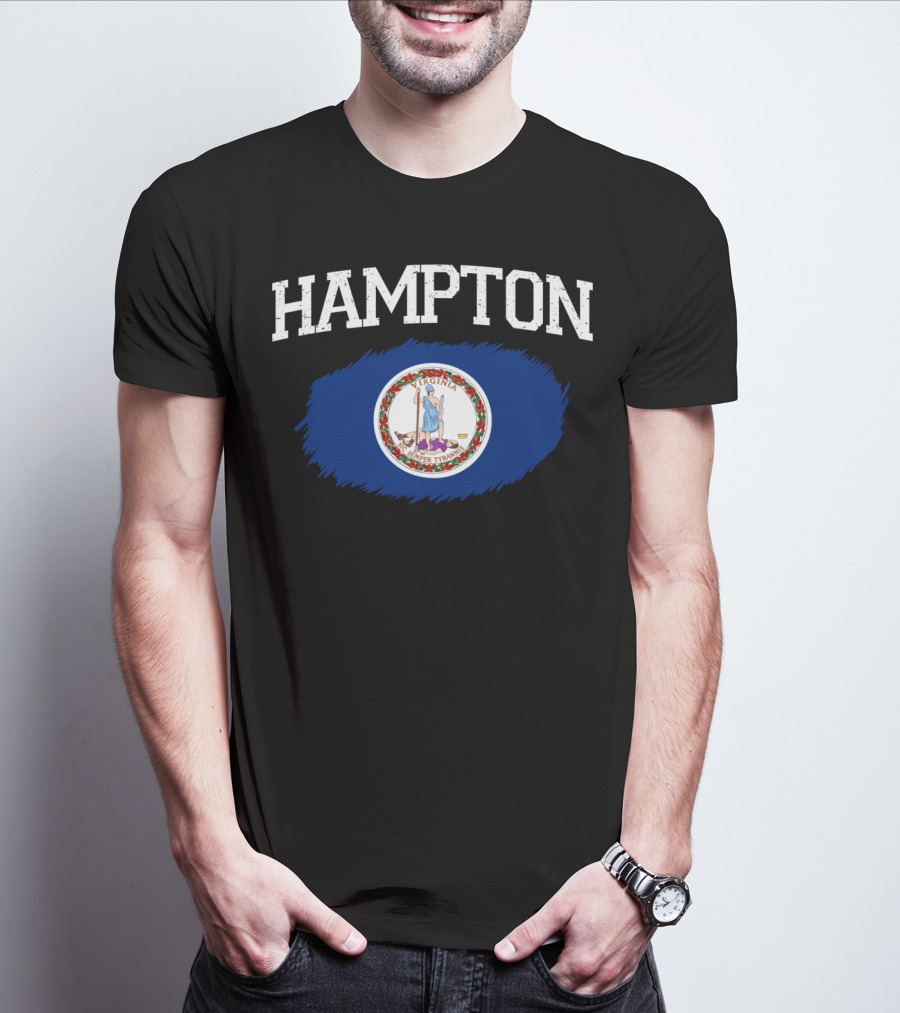 Hampton Virginia State Flag Vintage USA Sports T-Shirt