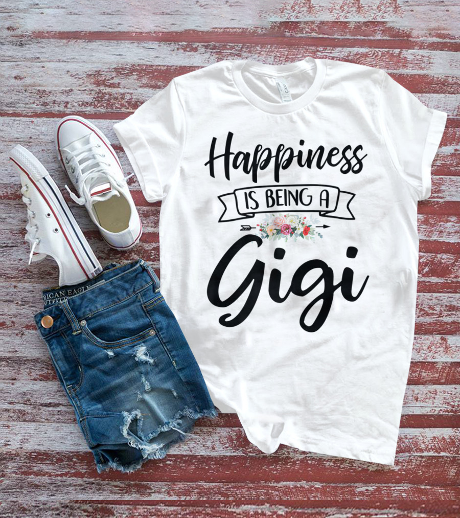 Happiness Is Being A Gigi Mother's Day Floral Wreath T-Shirt