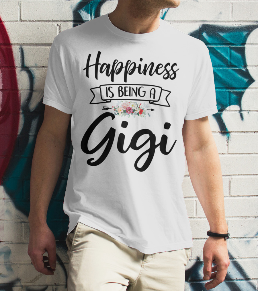 Happiness Is Being A Gigi Mother's Day Floral Wreath T-Shirt