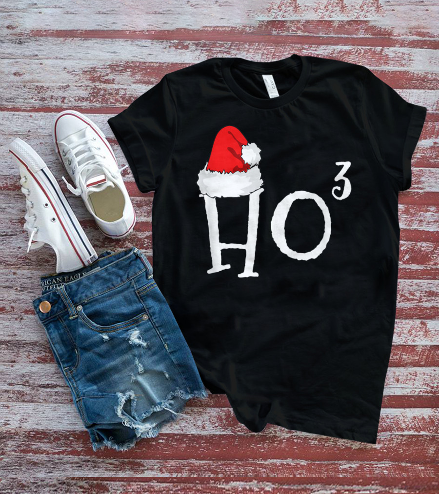 Ho3 Cubed Santa Hat Christmas Hohoho Math Teacher T-Shirt