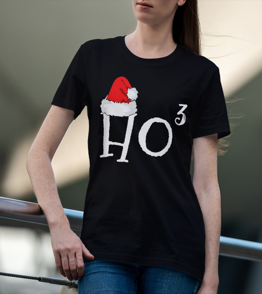 Ho3 Cubed Santa Hat Christmas Hohoho Math Teacher T-Shirt
