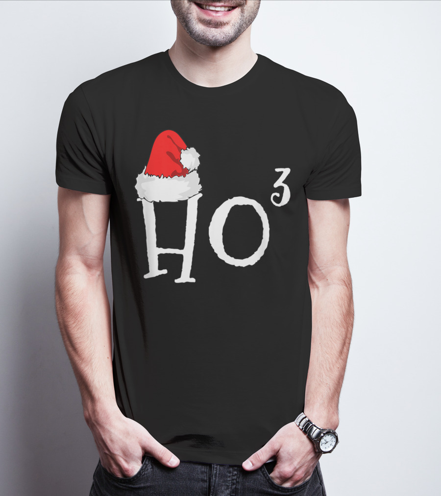 Ho3 Cubed Santa Hat Christmas Hohoho Math Teacher T-Shirt