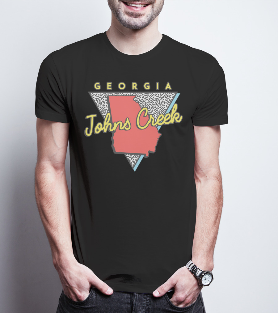 Johns Creek Georgia Retro Souvenir Design With Map T-Shirt