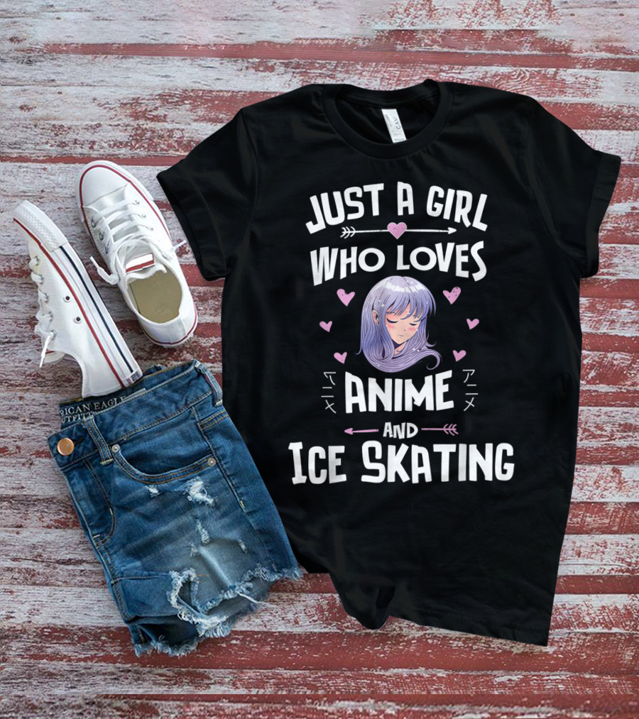 Just A Girl Who Loves Anime Ice Skating Hearts And Arrows T-Shirt