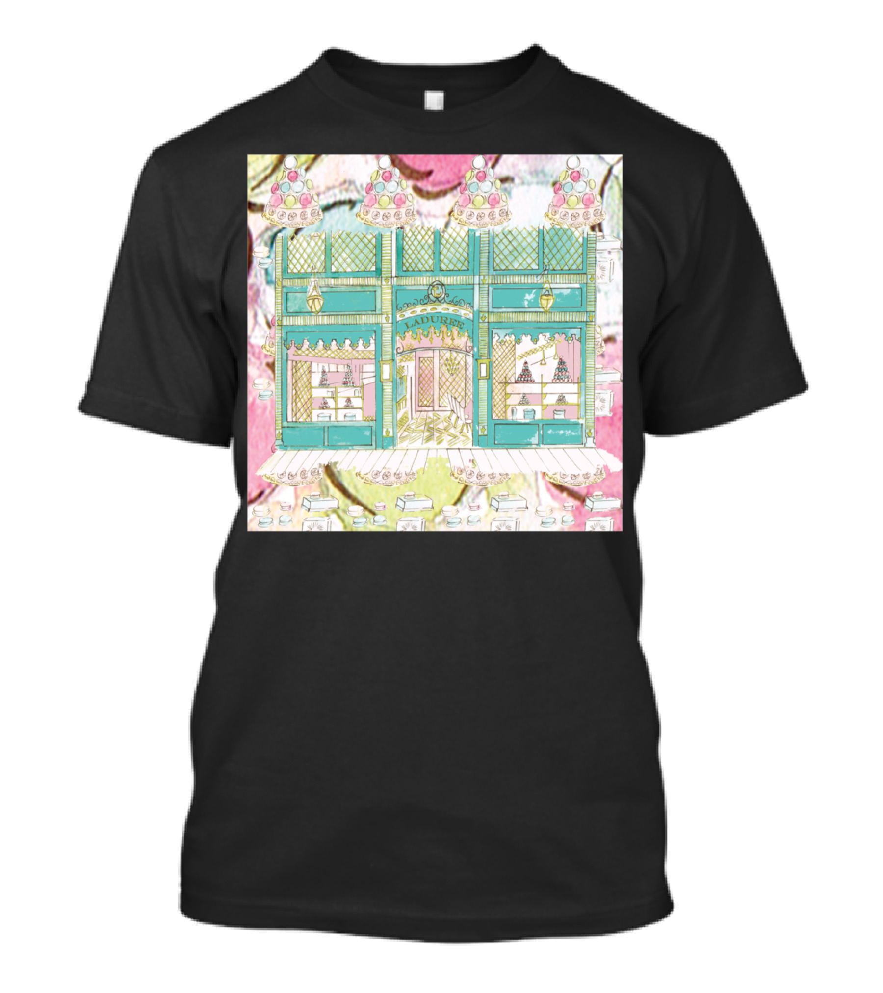 Laduree Shop Window Pastel Colour Macarons French Patisserie Display T-Shirt