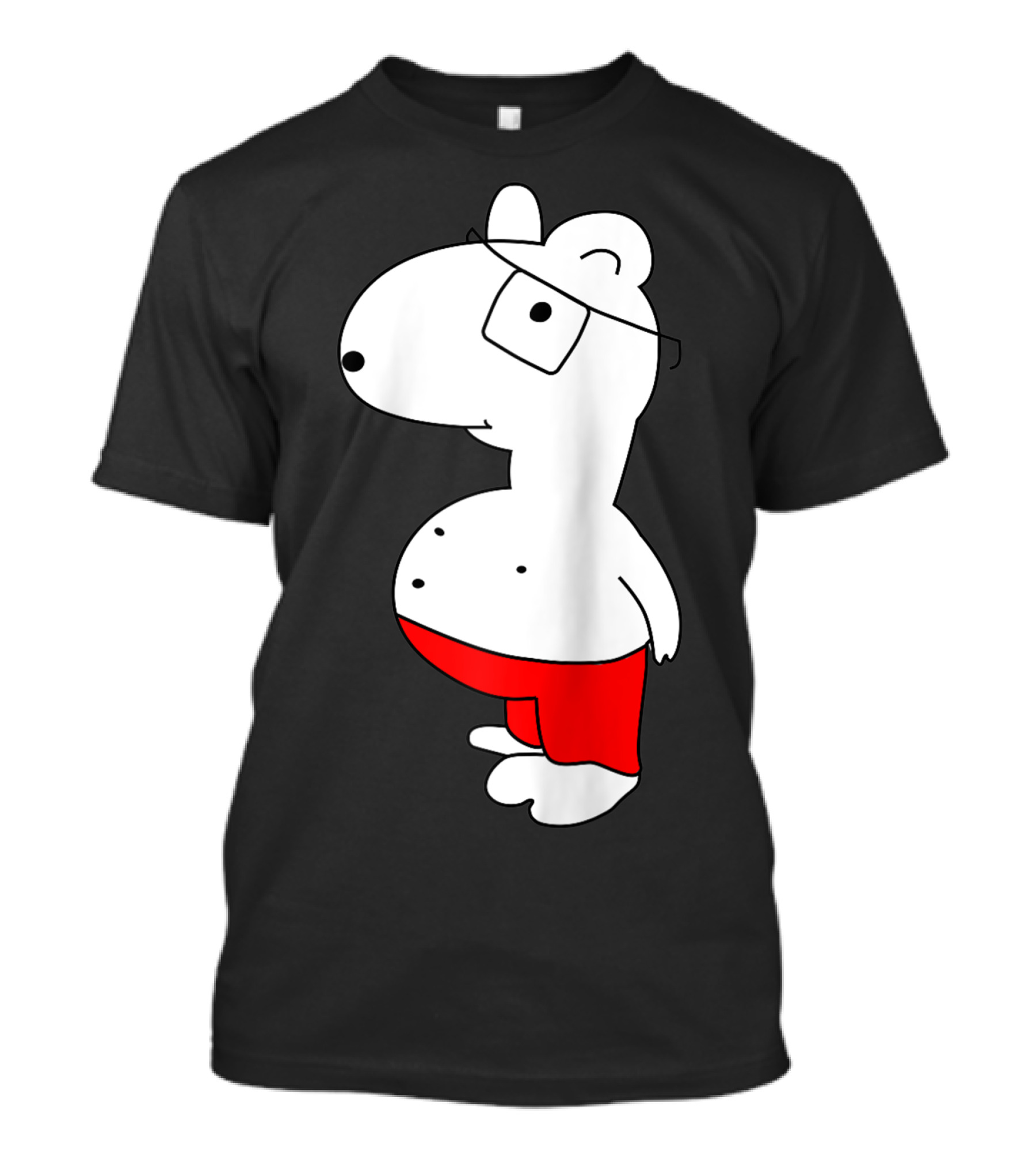 Marcuskun Bear Character With Glasses And Red Shorts T-Shirt