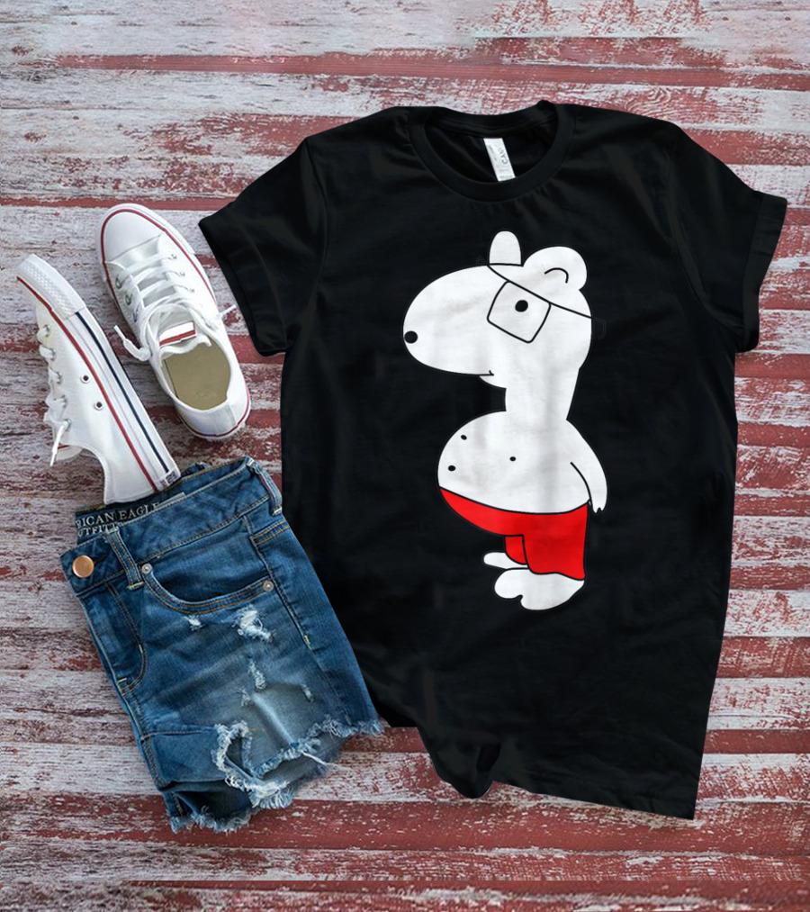 Marcuskun Bear Character With Glasses And Red Shorts T-Shirt