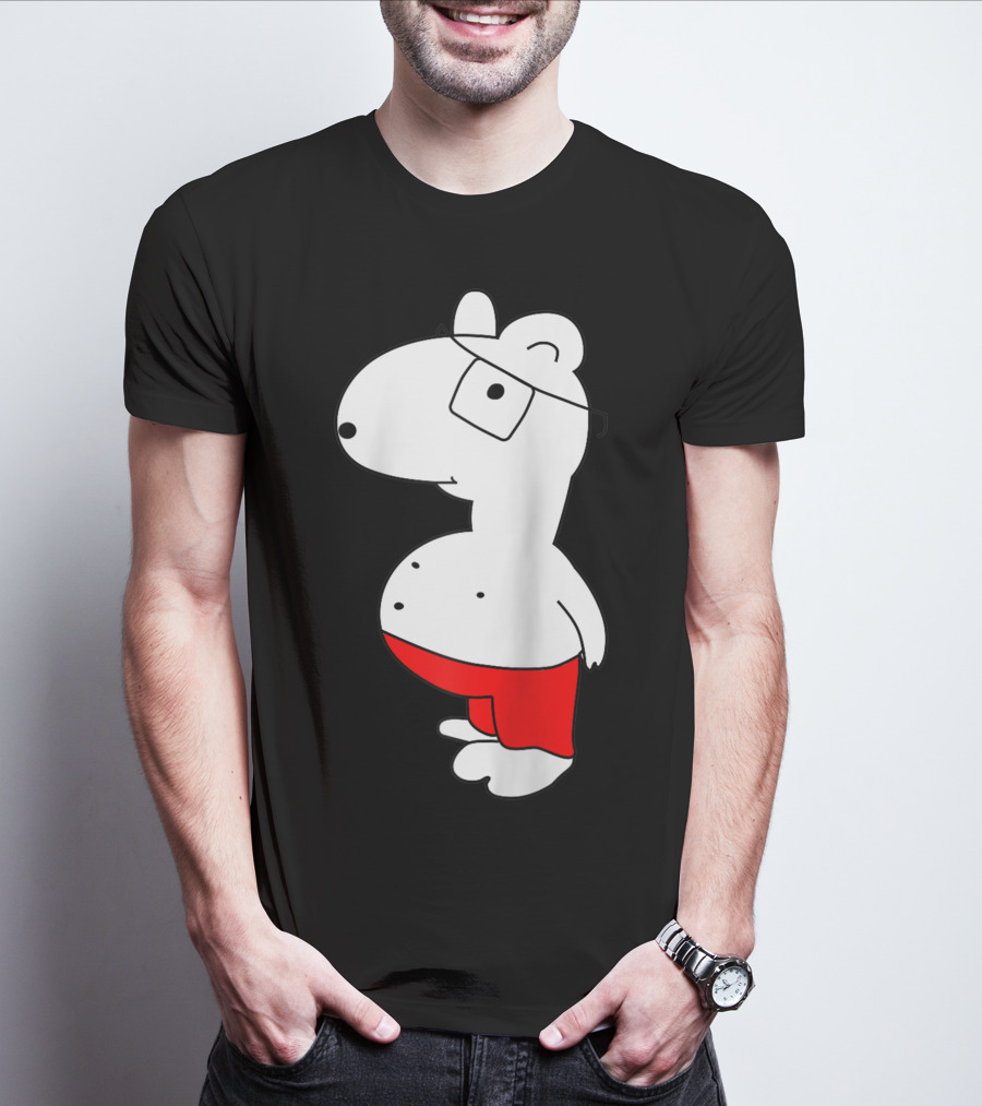 Marcuskun Bear Character With Glasses And Red Shorts T-Shirt