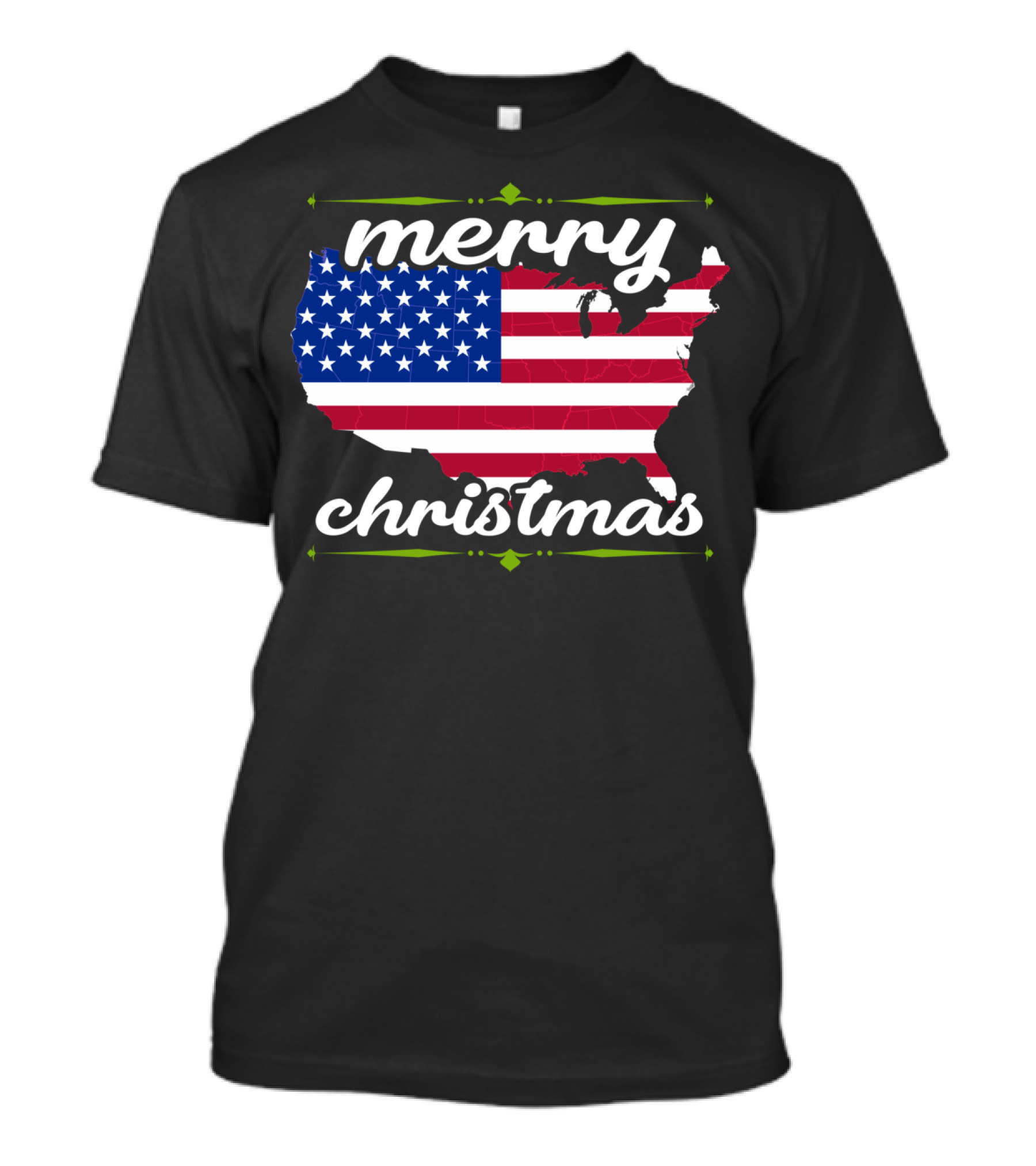 Merry Christmas USA Flag Map T-Shirt