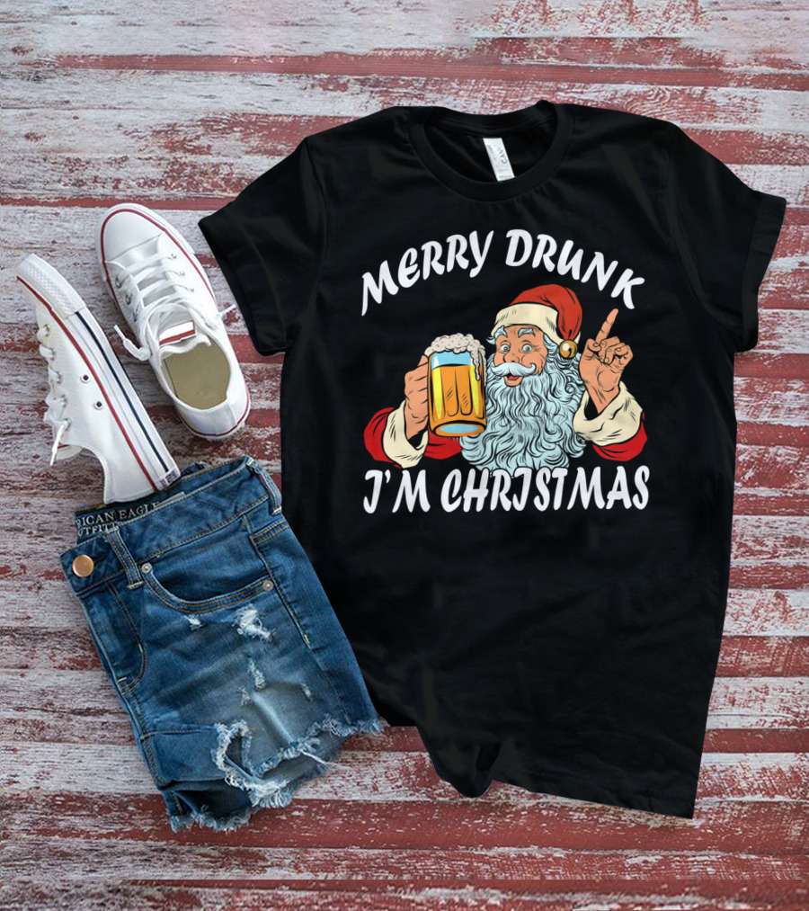 Merry Drunk Santa Claus Beer I'm Christmas T-Shirt