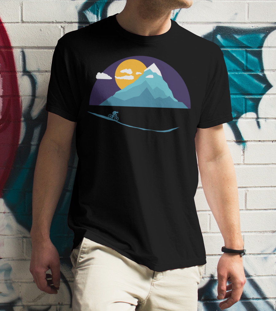 Mountainbiker Scenic Landscape Adventure With Sun And Clouds T-Shirt