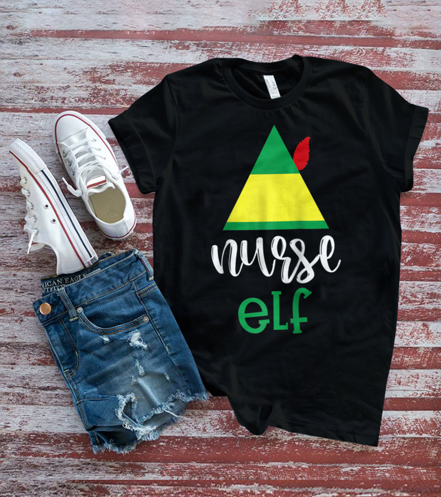 Nurse Elf Funny Christmas Medical Rn Lpn Holiday Humor T-Shirt