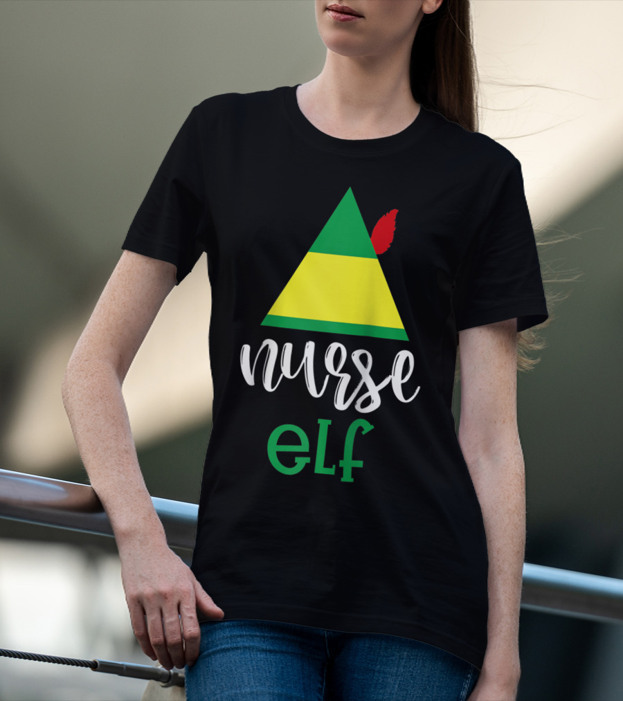 Nurse Elf Funny Christmas Medical Rn Lpn Holiday Humor T-Shirt