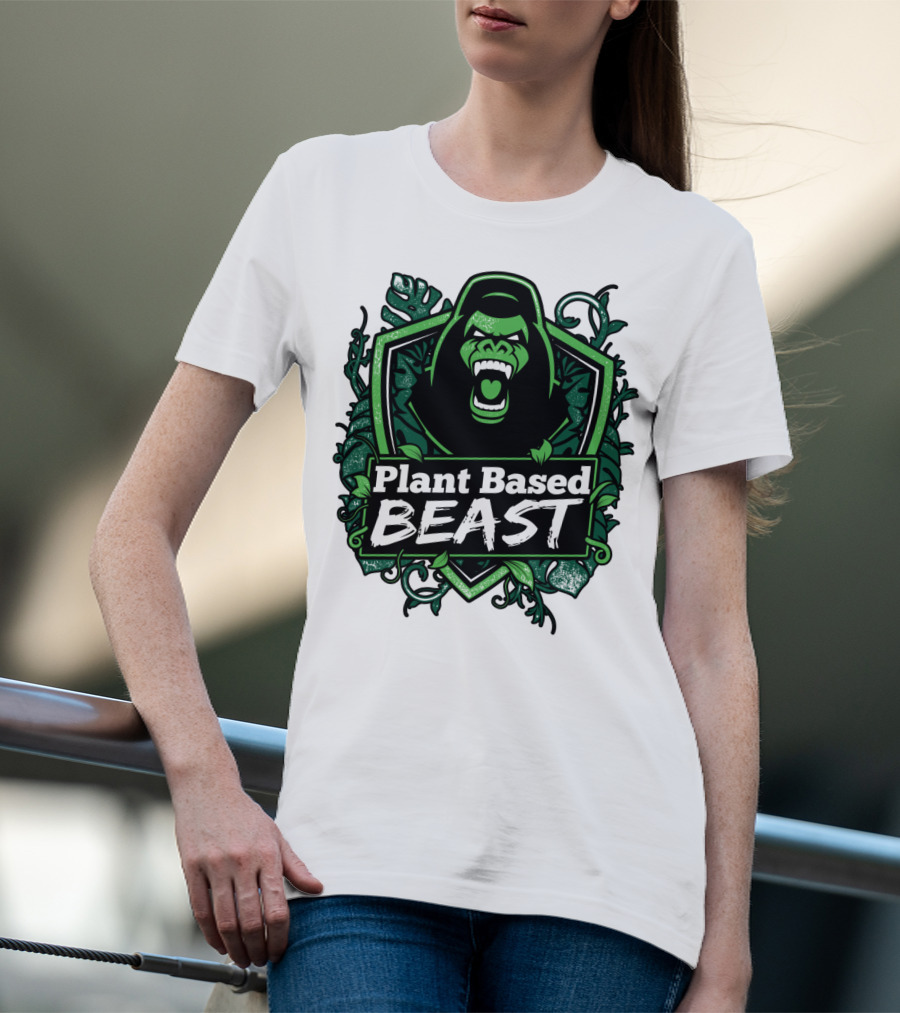 Plant Based Beast Fitness Gorilla Bodybuilding Jungle Strength T-Shirt