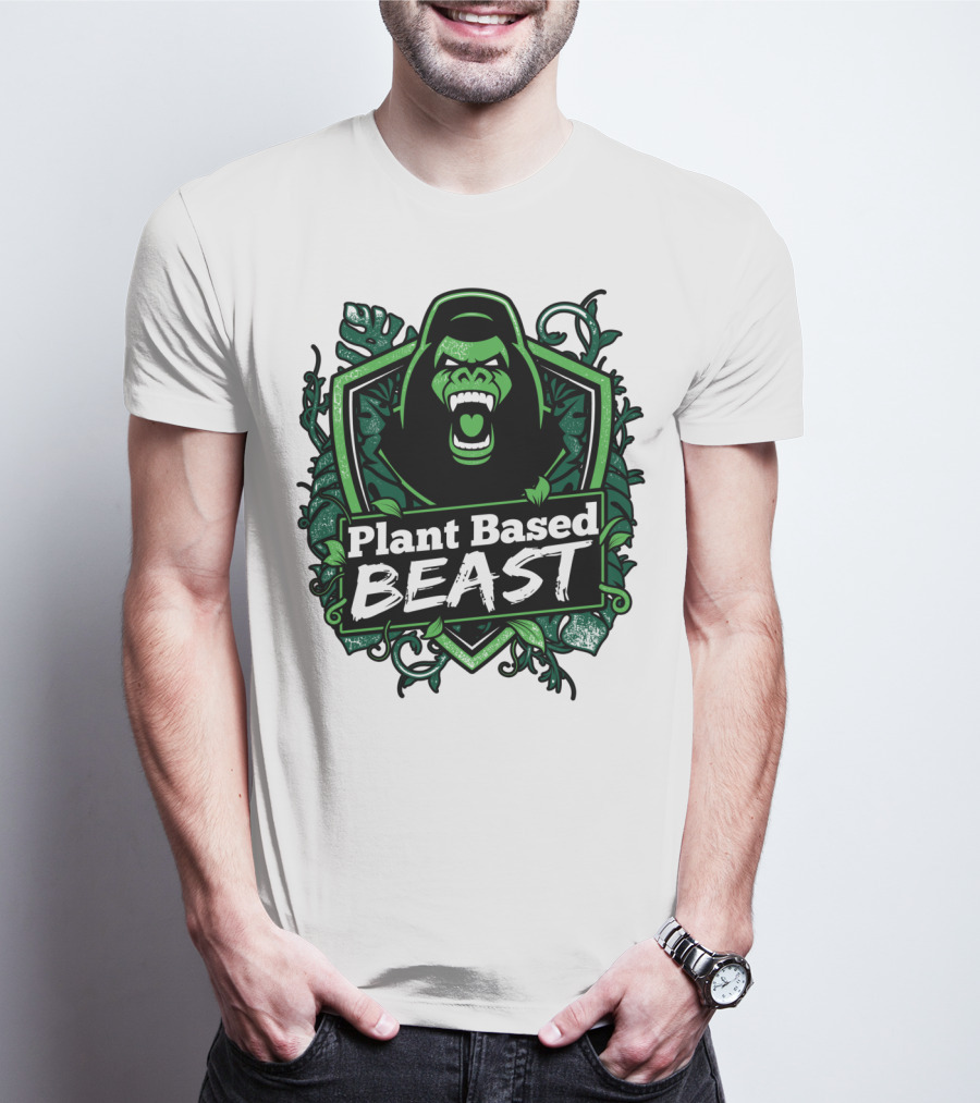 Plant Based Beast Fitness Gorilla Bodybuilding Jungle Strength T-Shirt