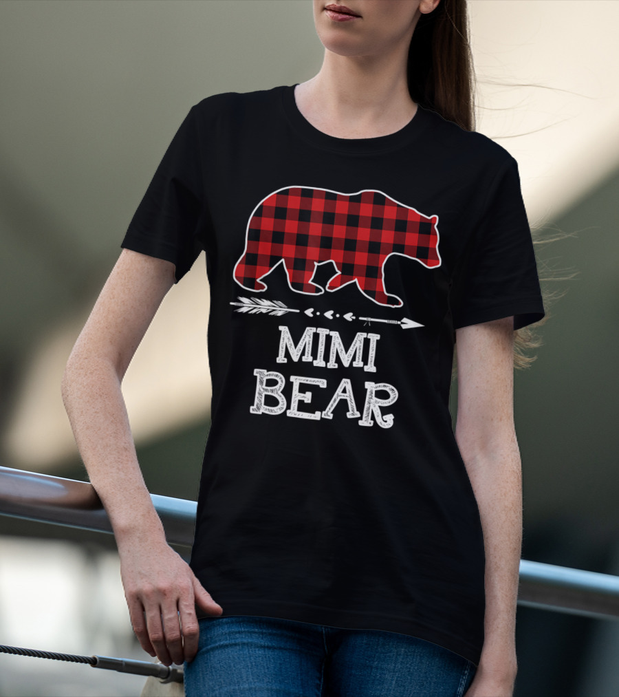 Red Plaid Bear Mimi Arrow T-Shirt