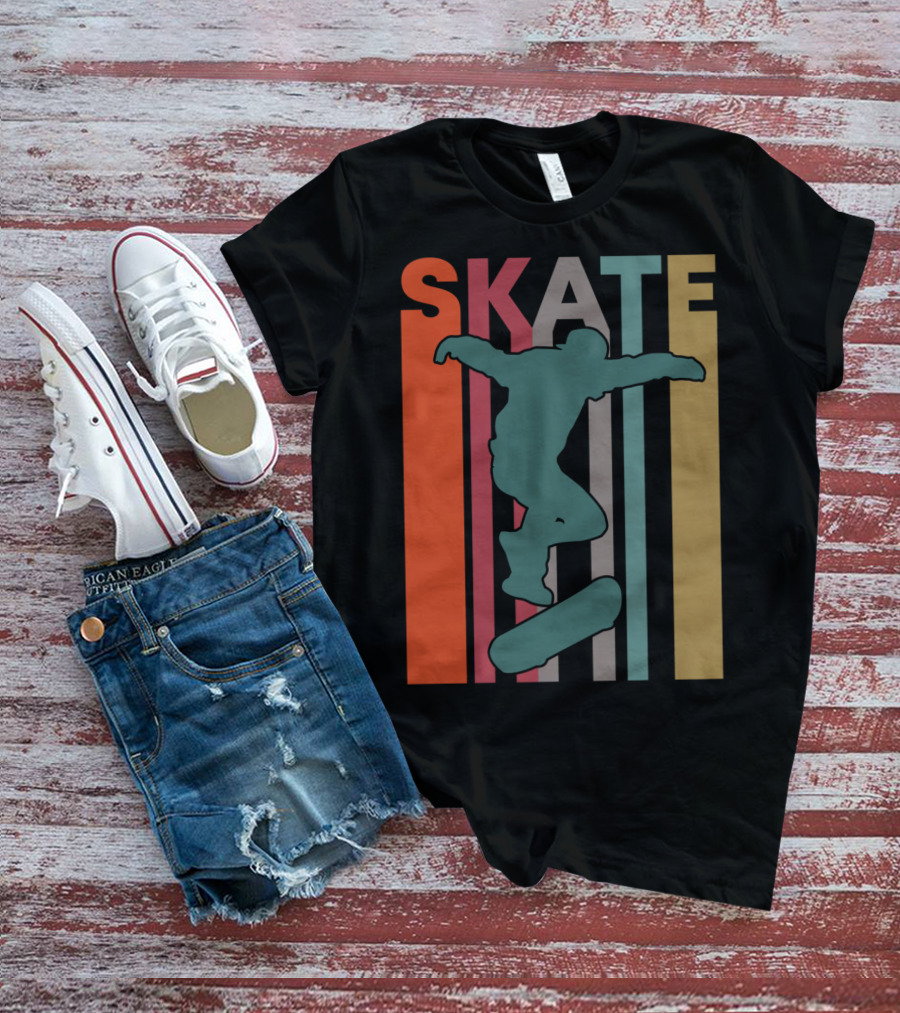 Retro Skate Skateboarder Vintage 70S 80S Skateboarding T-Shirt