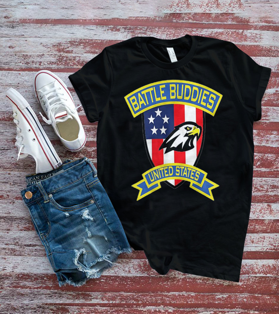 Battle Buddies United States Bald Eagle Stars Shield T-Shirt
