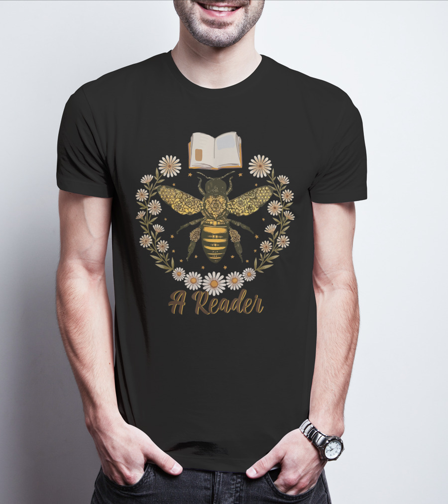 Bee Flower A Reader Women Cute Book Lov T-Shirt