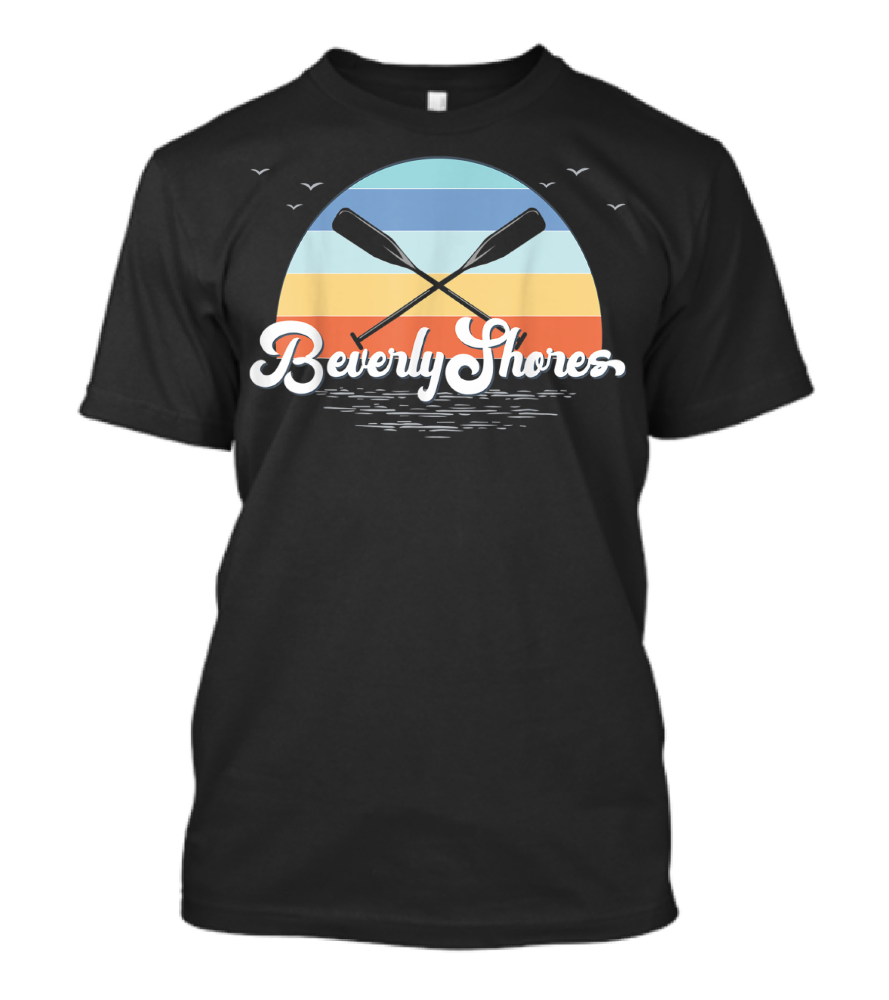 Beverly Shores Indiana Retro Vintage Sunset Paddles And Birds T-Shirt