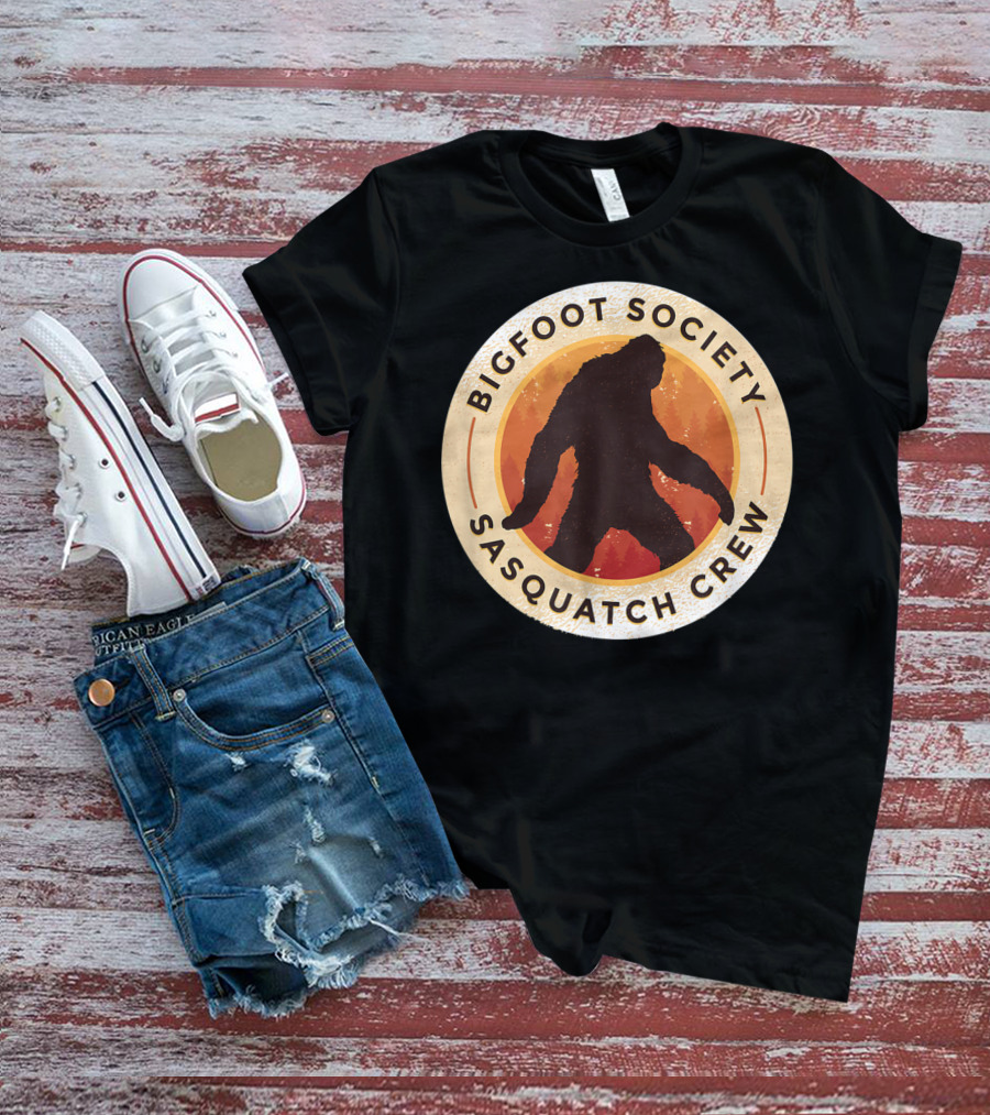 Bigfoot Society Sasquatch Crew Men Women Iconic Forest Emblem T-Shirt