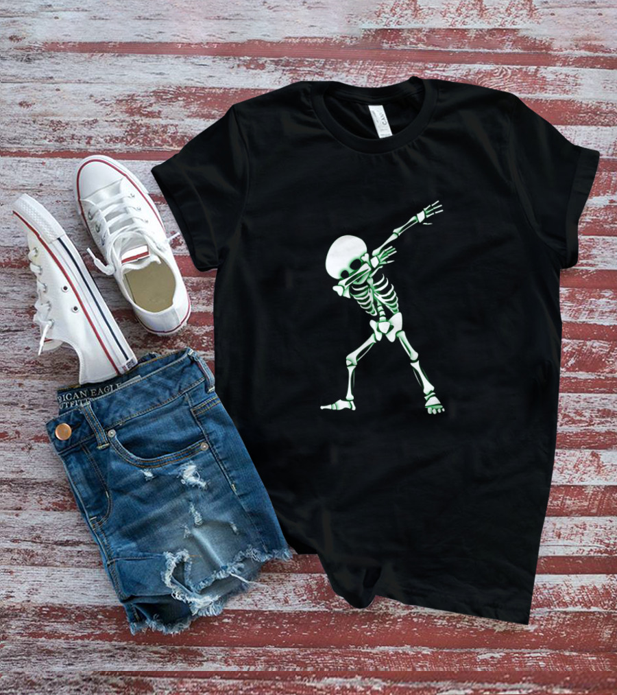Dabbing Skeleton Halloween Skull Dab Glow In The Dark T-Shirt