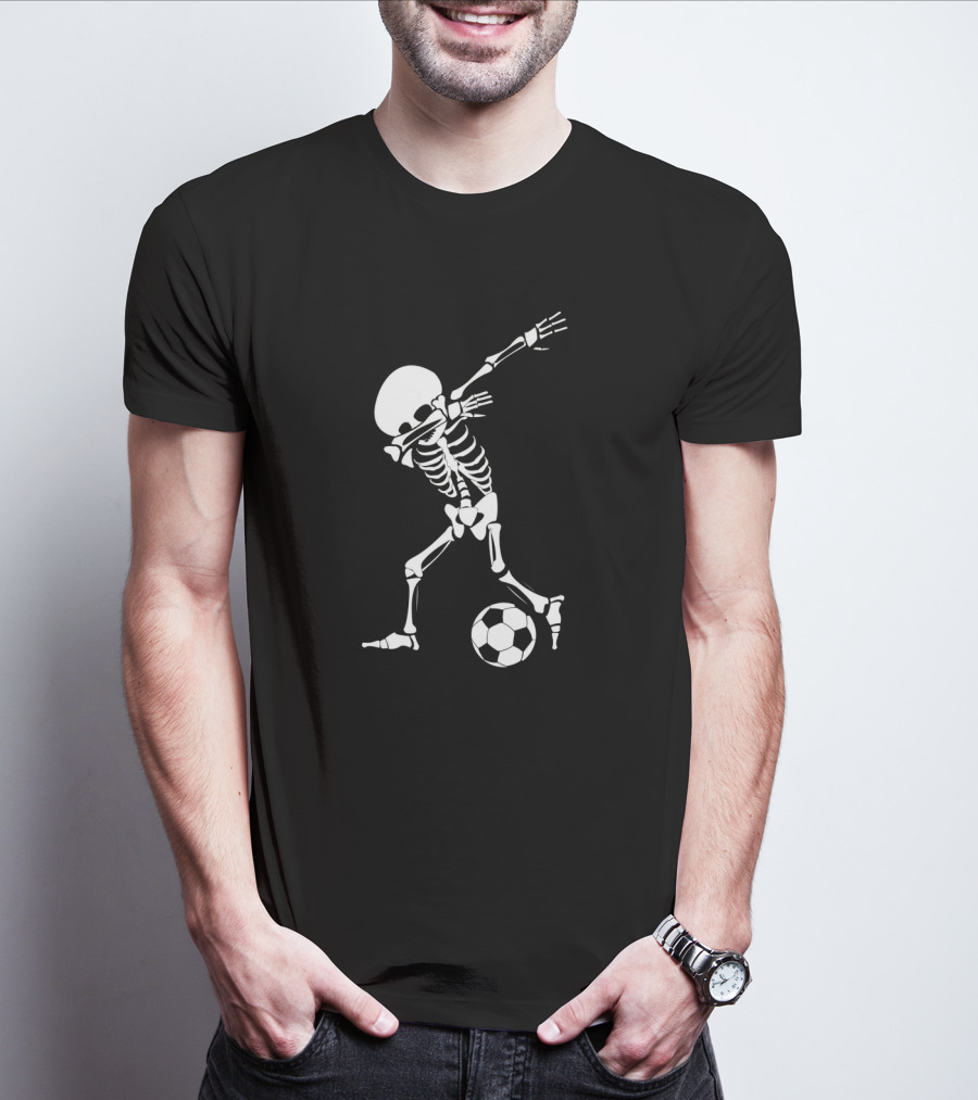 Dabbing Skeleton Halloween Soccer Dab Funny T-Shirt