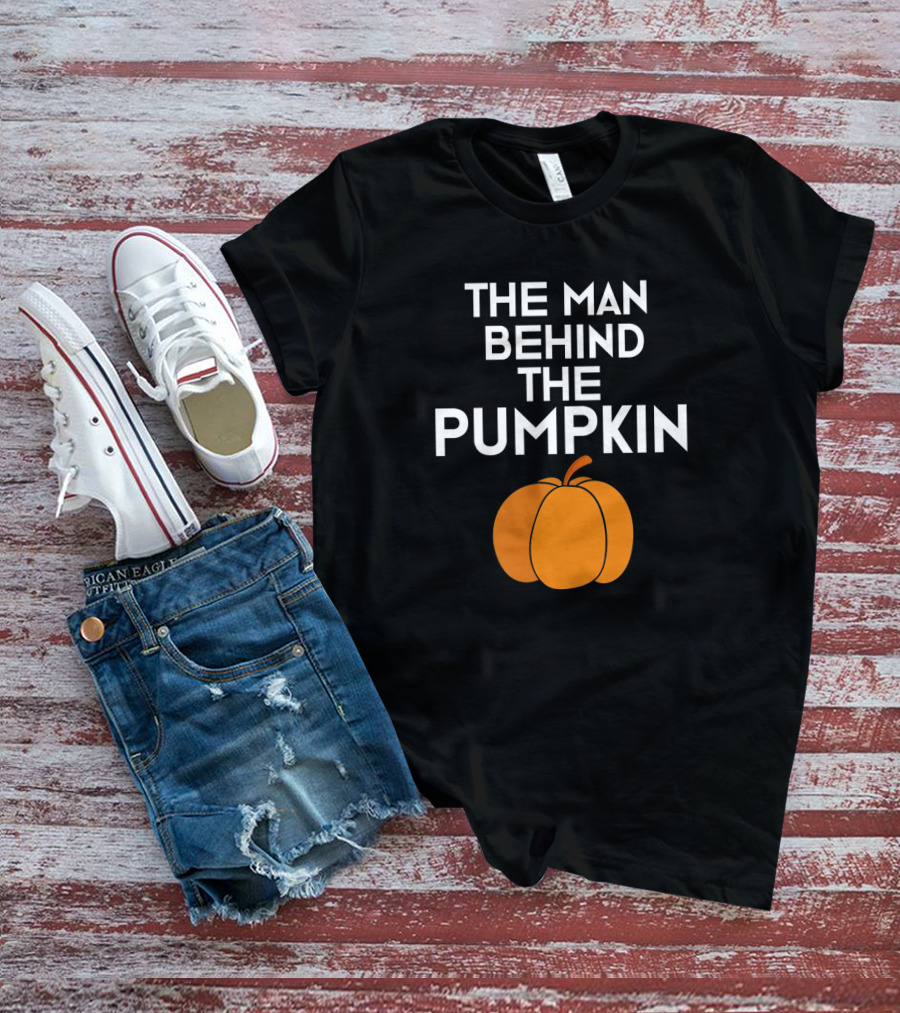 Funny Dad To Be Halloween The Man Behind The Pumpkin T-Shirt