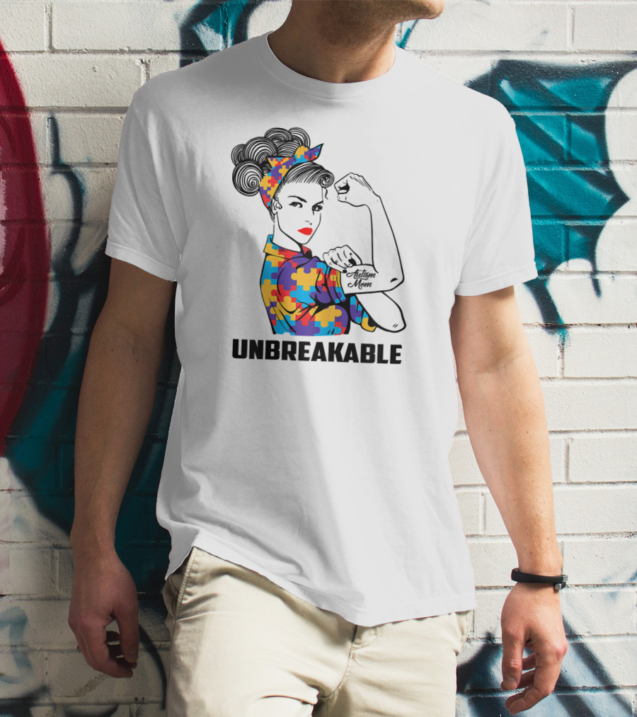 Unbreakable Autism Mom Awareness Autistic Parents T-Shirt